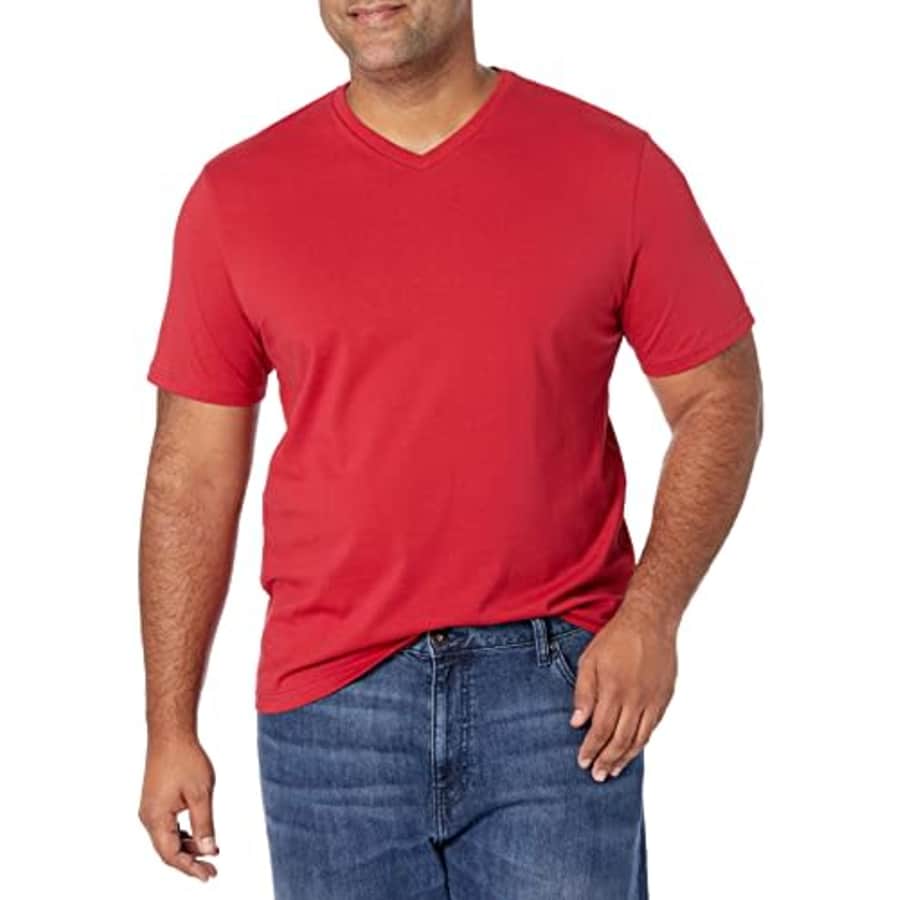 Amazon Essentials Men's Slim-Fit Short-Sleeve V-Neck T-Shirt, Pack of 2, Red, Medium for $15 Amazon Essentials Men's Slim-Fit Short-Sleeve V-Neck T-Shirt, Pack of 2, Red, Medium for $15