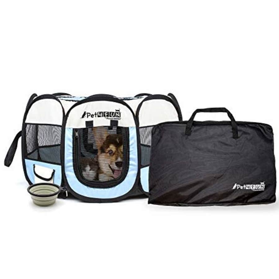 PicassoTiles PET4FUN PN935 35" Portable Pet Puppy Dog Cat Animal Playpen Yard Crates Kennel w/ Premium 600D for $26