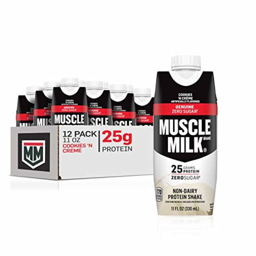 Muscle Milk Genuine Protein Shake, Cookies 'N Crme, 25g Protein, 11 Fl Oz, 12 Pack for $40 Muscle Milk Genuine Protein Shake, Cookies 'N Crme, 25g Protein, 11 Fl Oz, 12 Pack for $40