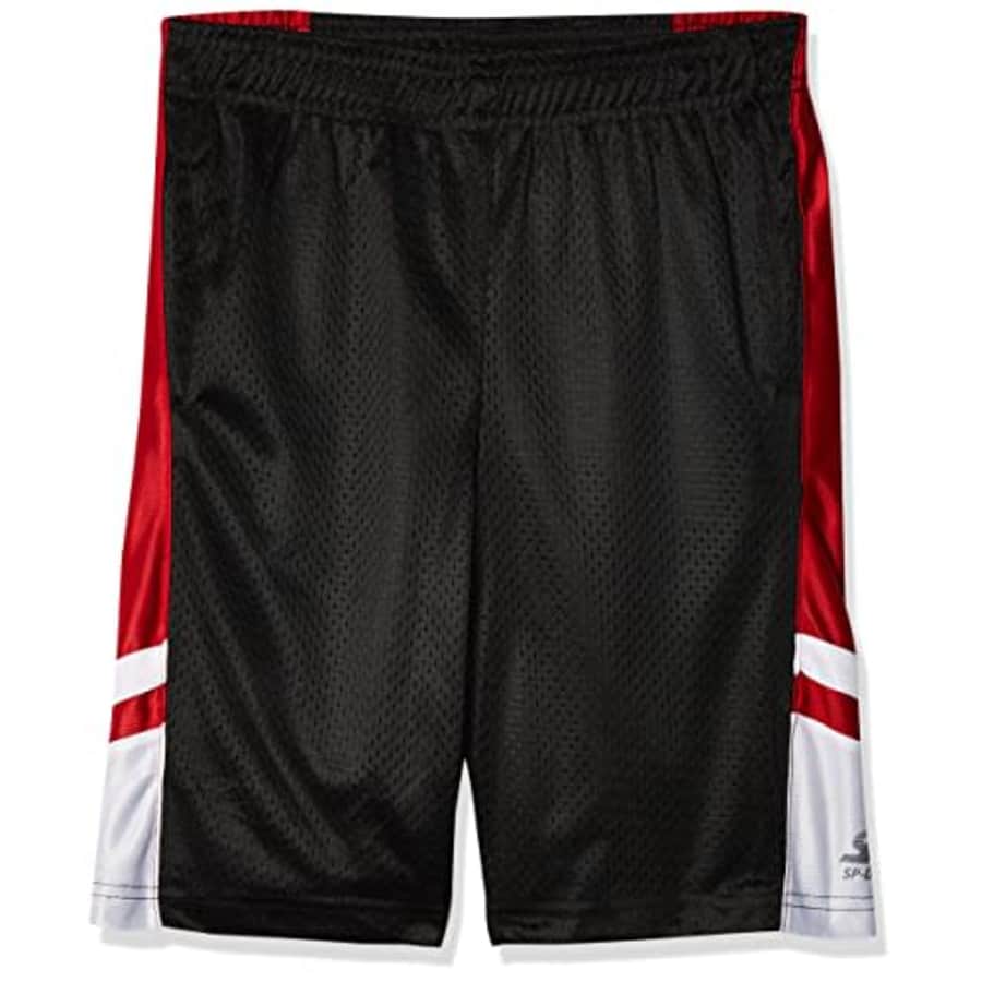 Southpole Boys' Big Basic Basketball Mesh Shorts, Black/red, Large for $13