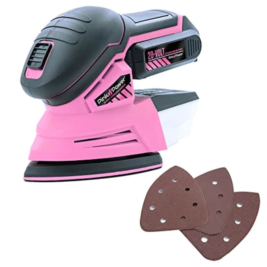 Pink Power Detail Sander for Woodworking 20V Cordless Electric Hand Sander for Wood Furniture - for $72