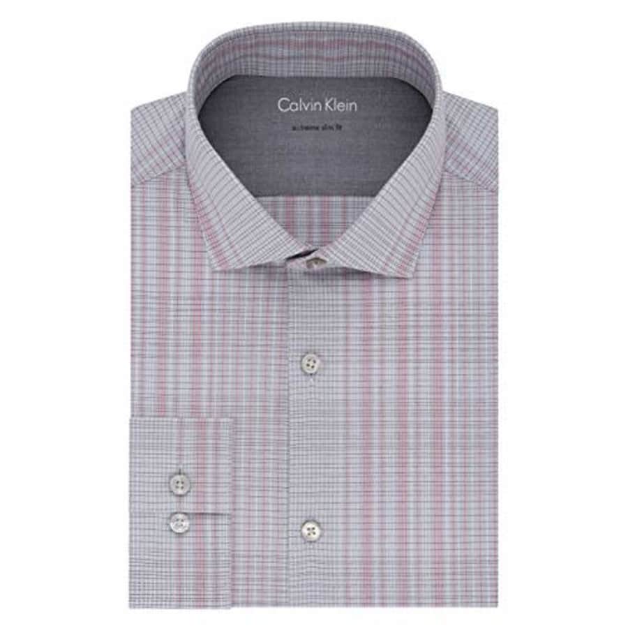 Calvin Klein Men's Dress Shirt Xtreme Slim Fit Thermal Stretch Check, Red Multi, 18"-18.5" Neck for $14 Calvin Klein Men's Dress Shirt Xtreme Slim Fit Thermal Stretch Check, Red Multi, 18"-18.5" Neck for $14