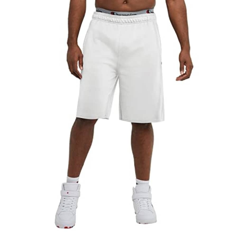 Champion Men's Powerblend, Mid-Weight Fleece Shorts with Pockets (Reg. or Big & Tall), White C for $21