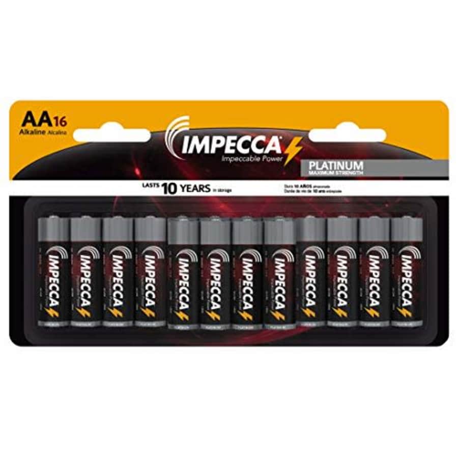 IMPECCA AA Batteries 16 Pack Alkaline High Performance, Long Lasting, and Leak Resistant AA for $14