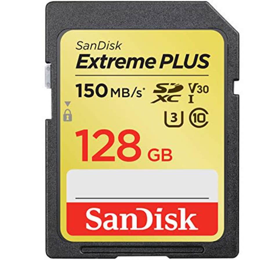 SanDisk Extreme Plus 128GB SDXC UHS-I/V30/U3/Class 10 Card (SDSDXW5-128G-ANCIN) for $36