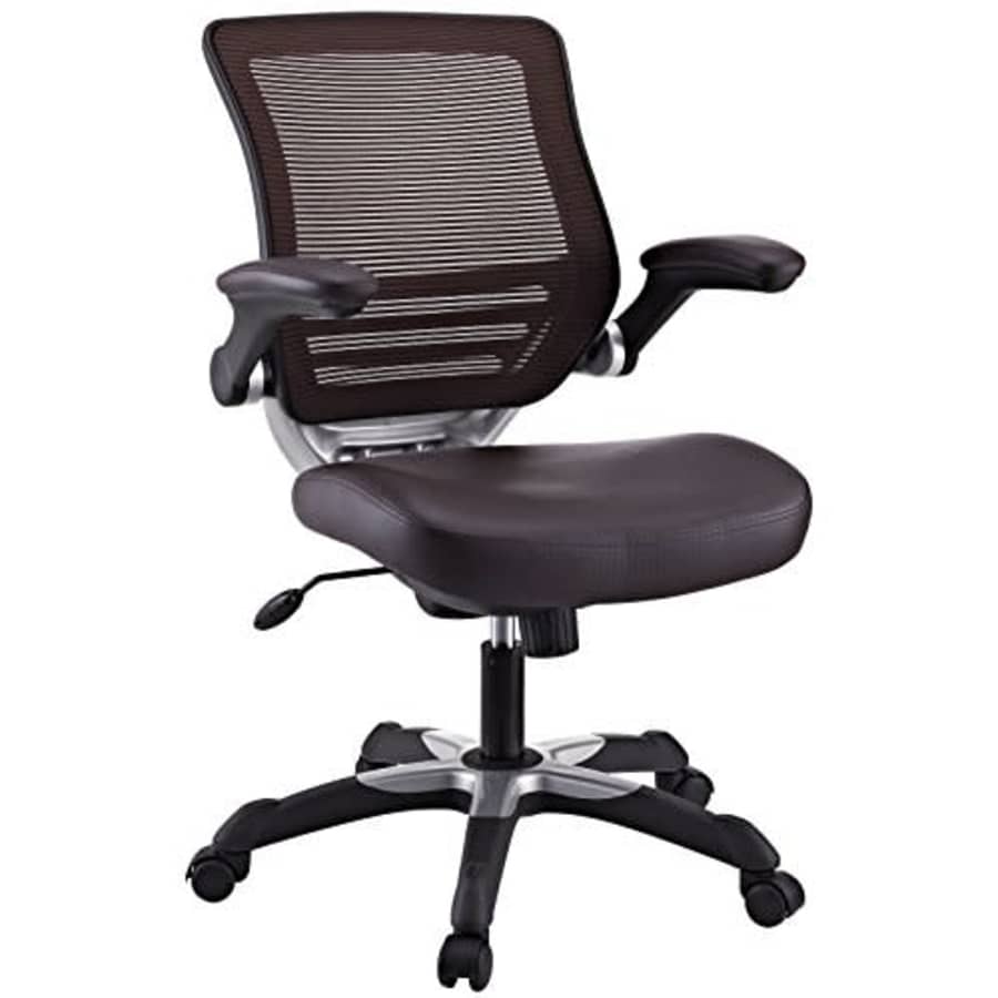 Modway Edge Mesh Back and White Vegan Leather Seat Office Chair With Flip-Up Arms-Computer Desks in for $90 Modway Edge Mesh Back and White Vegan Leather Seat Office Chair With Flip-Up Arms-Computer Desks in for $90