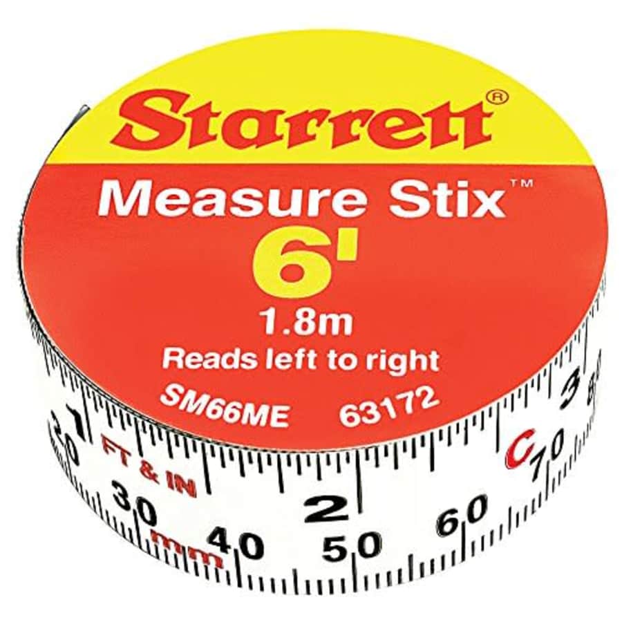 Starrett SM66ME Adhesive Tape Measure, 3/4" Width, 6' Length for $13
