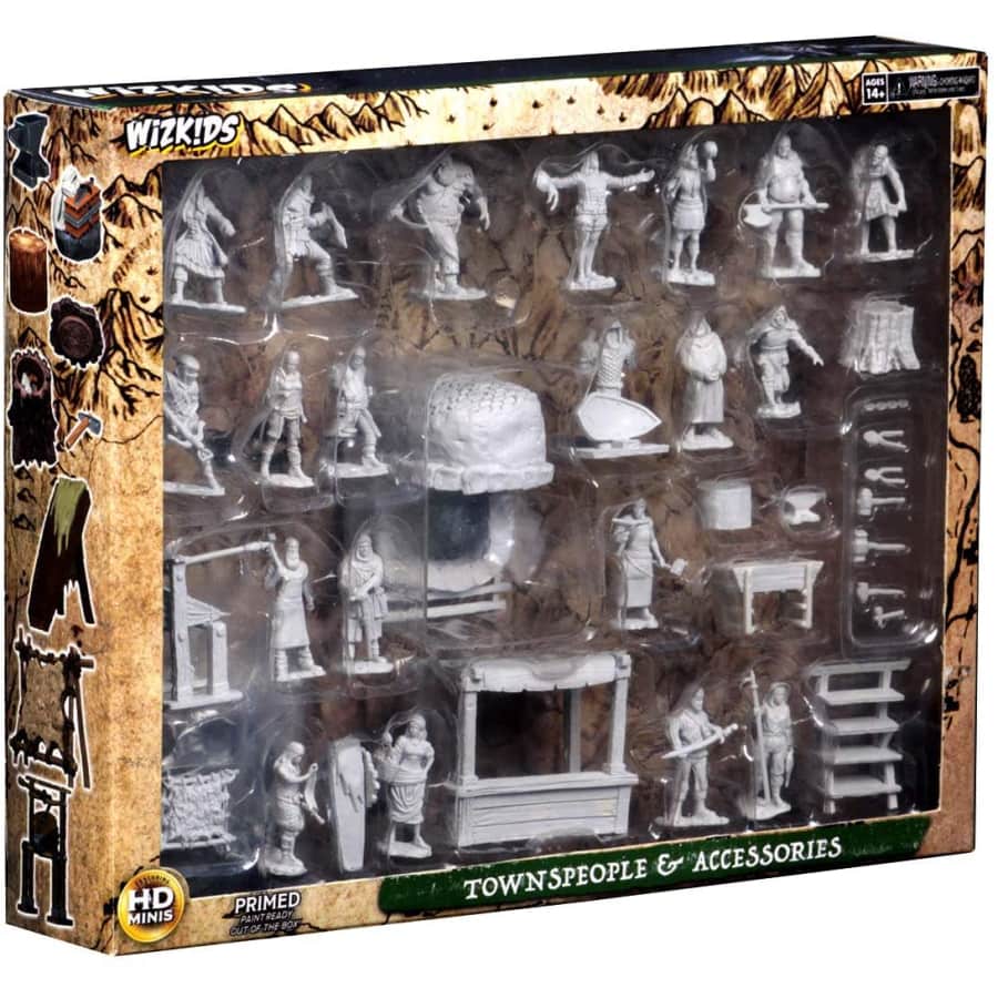 WizKids Deep Cuts: Townspeople & Accessories Unpainted Miniatures for $44