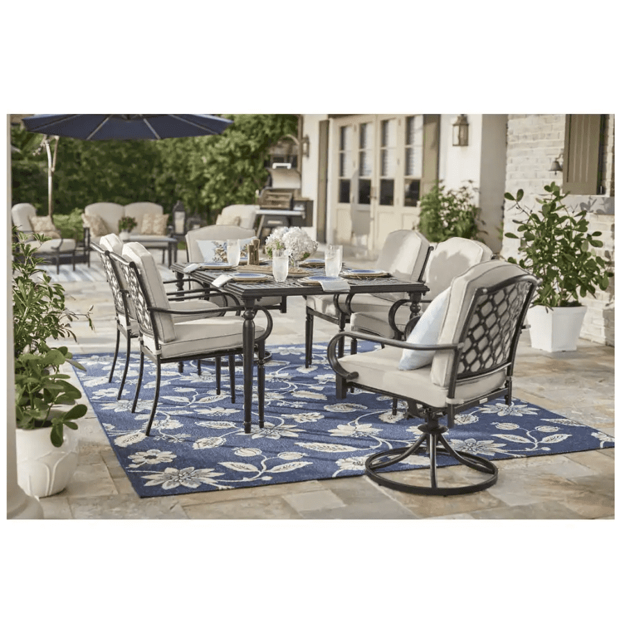 Hampton Bay Laurel Oaks 7-Piece Steel Patio Dining Set for $499