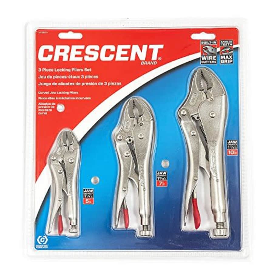 Crescent Violins Crescent 3 Pc. 5", 7" & 10" Curved Jaw, Locking Pliers with Wire Cutter - CLP3SETN for $29