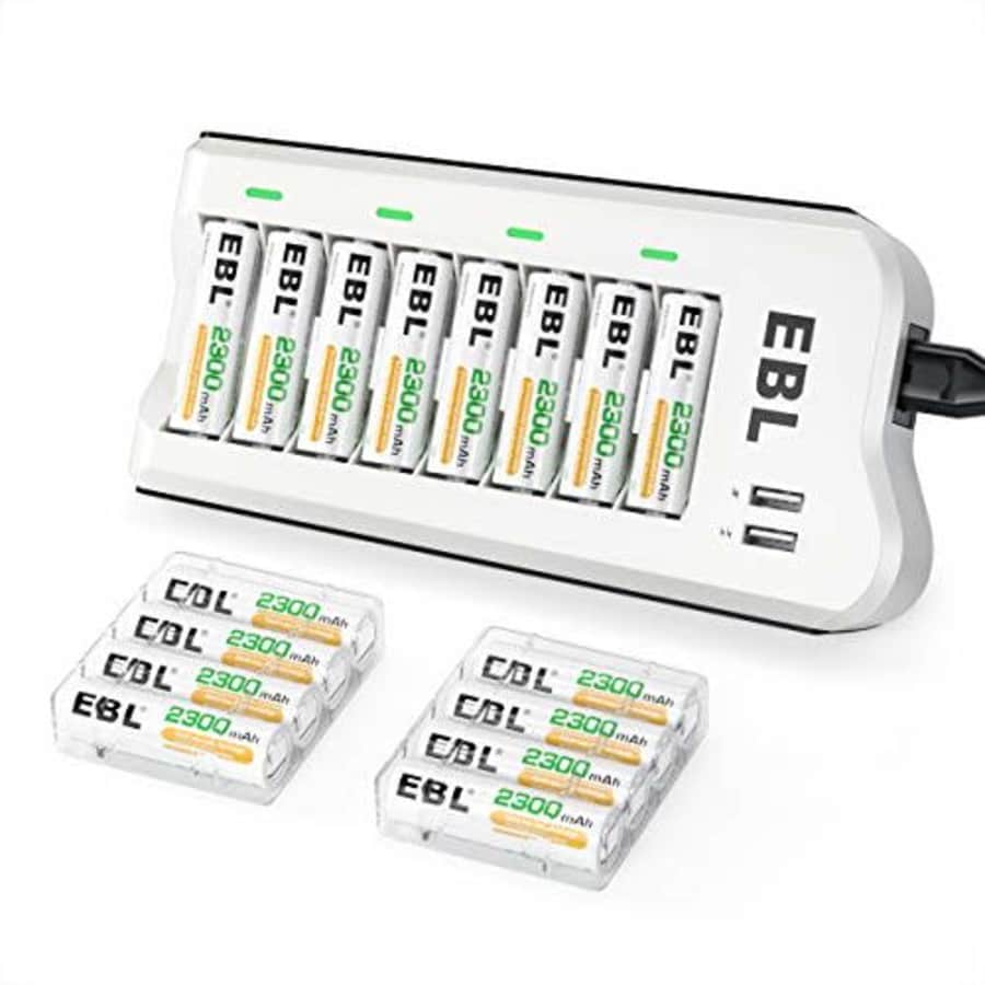 EBL 2300mAh Ni-MH AA Rechargeable Batteries (16 Pack) and 808U Rechargeable AA AAA Battery Charger for $34