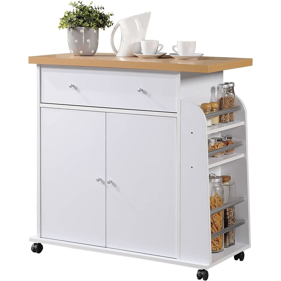 Hodedah Rolling Kitchen Island w/ Built-In Spice Rack for $95 Hodedah Rolling Kitchen Island w/ Built-In Spice Rack for $95