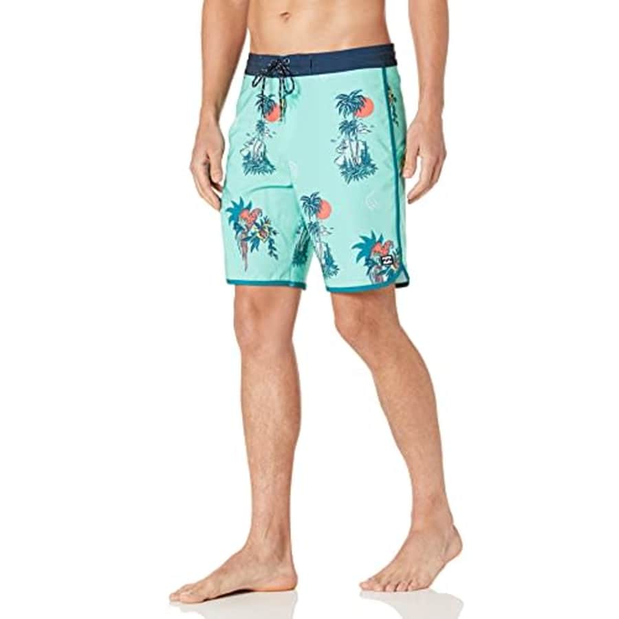 Billabong Men's Standard 73 Lo Tides Boardshort, 4-Way Performance Stretch, 19 Inch Outseam, Aqua, for $48