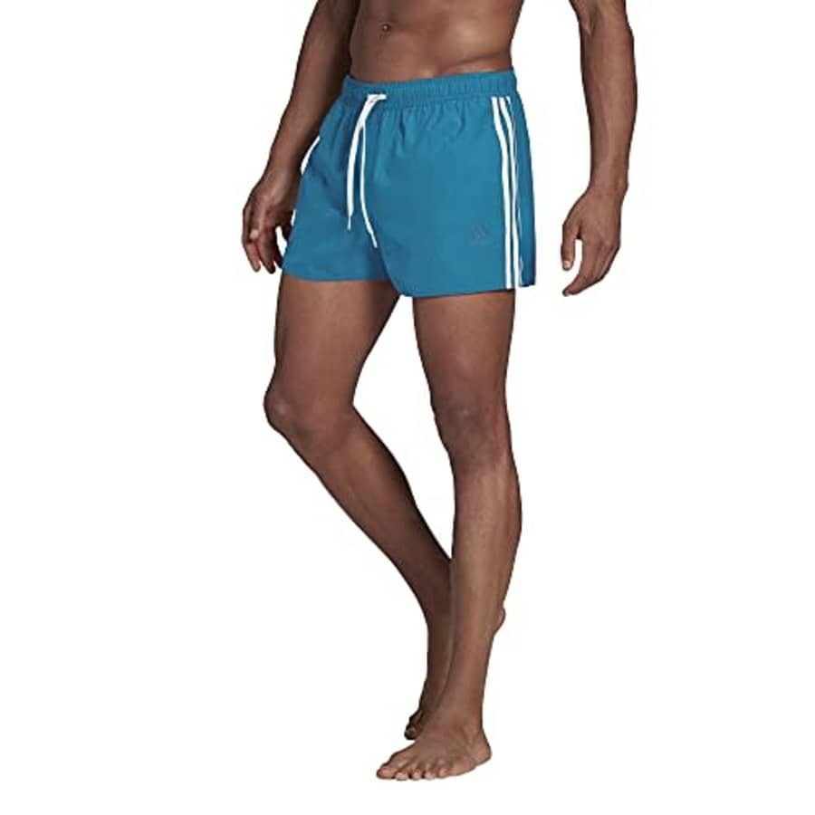 adidas Men's Standard Classic 3-Stripes Swim Shorts, Sonic Aqua/White, Small for $26 adidas Men's Standard Classic 3-Stripes Swim Shorts, Sonic Aqua/White, Small for $26
