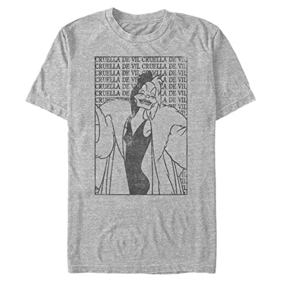 Disney Big & Disney Villains Cruella De Vil Men's Tops Short Sleeve Tee Shirt, Athletic Heather, for $20