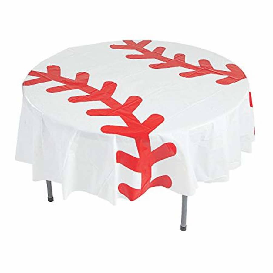 Fun Express Baseball Round Plastic Tablecloth - Sports Party Supplies - Disposable for Easy Cleanup for $14