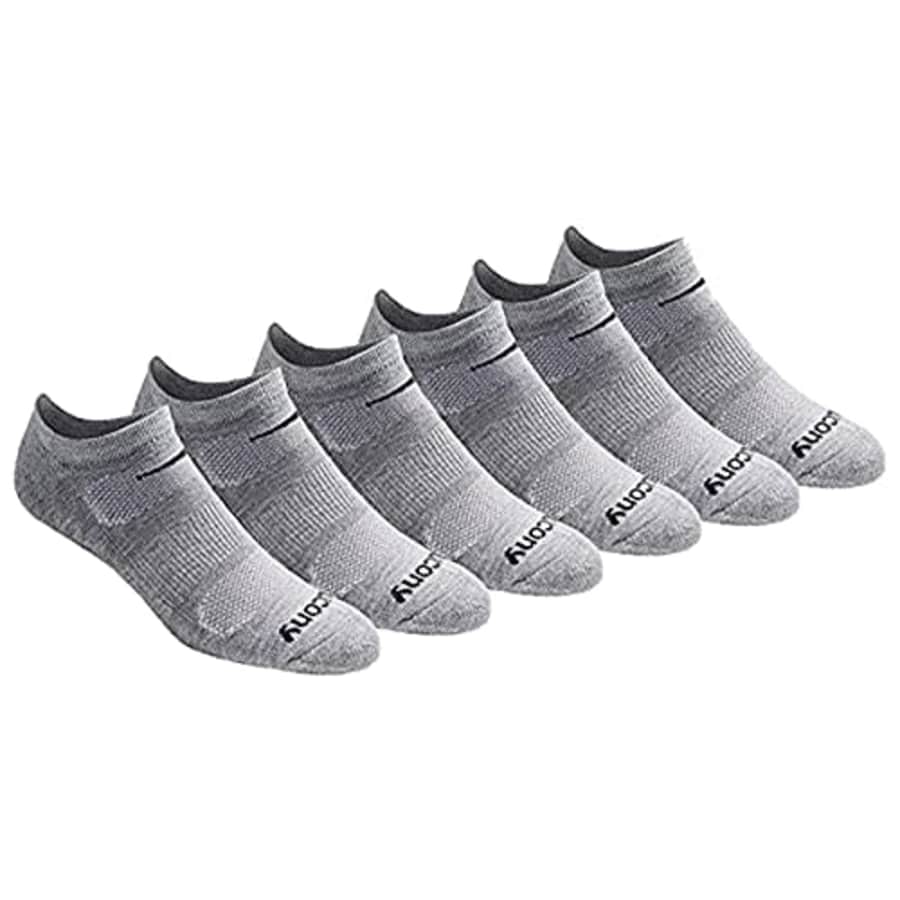Saucony Men's Multi-Pack Mesh Ventilating Comfort Fit Performance No-Show Socks, Grey Basic (6 for $11 Saucony Men's Multi-Pack Mesh Ventilating Comfort Fit Performance No-Show Socks, Grey Basic (6 for $11