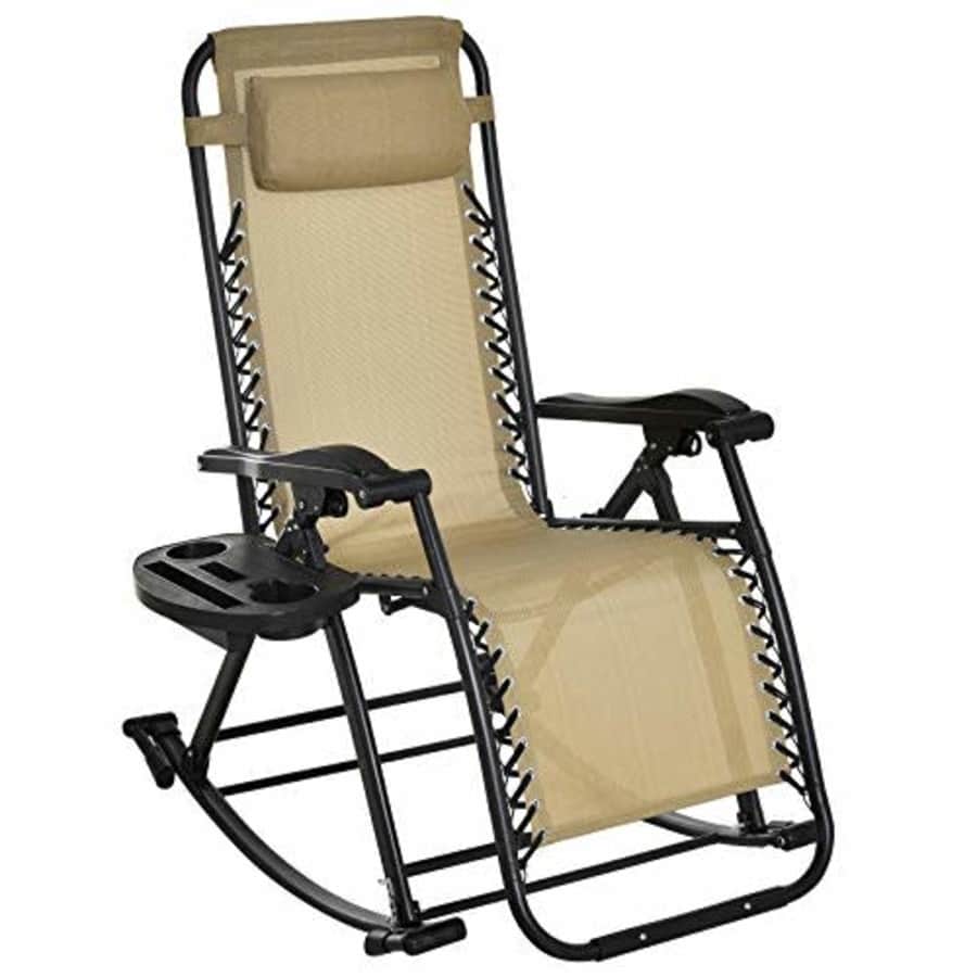 Outsunny Zero Gravity Reclining Lounge Chair Patio Folding Rocker w/Adjustable Canopy Backrest for $103