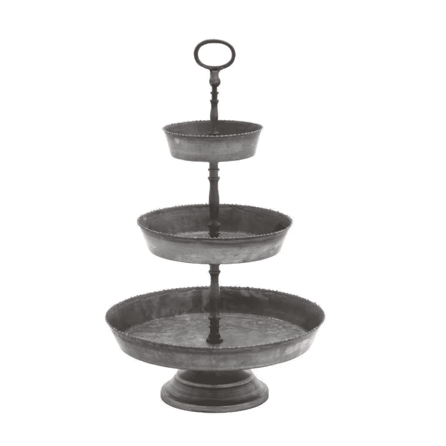 Benzara 3-Tier Studded Metal Tray for $13 Benzara 3-Tier Studded Metal Tray for $13