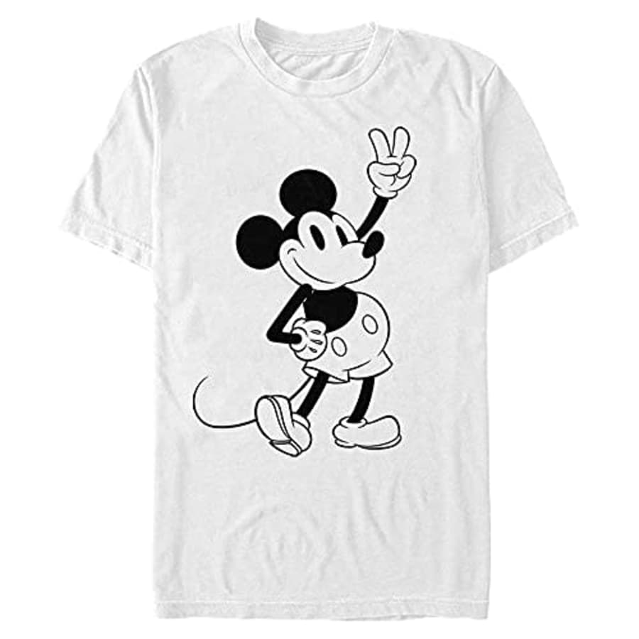 Disney Men's Characters Simple Mickey Outline T-Shirt, White, X-Large for $9 Disney Men's Characters Simple Mickey Outline T-Shirt, White, X-Large for $9