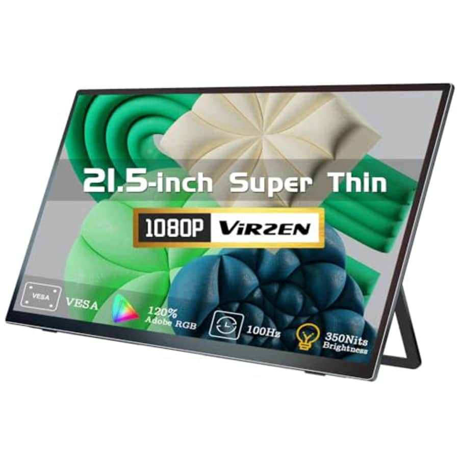 Virzen 21.5-inch USB-C HDMI Portable Monitor 100Hz 120sRGB 1080P with VESA 180 Adjustable Kickstand for $370