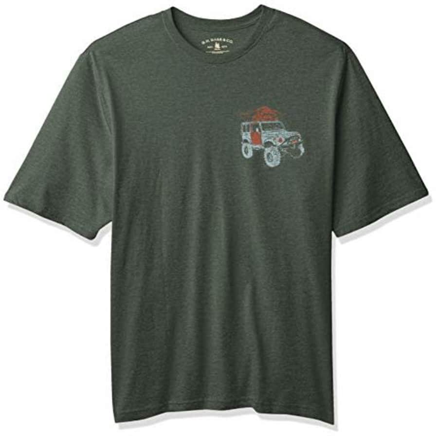 G.H. Bass & Co. Men's Big Short Sleeve Graphic Print T-Shirt, Jungle Green Heather, Large Tall for $12