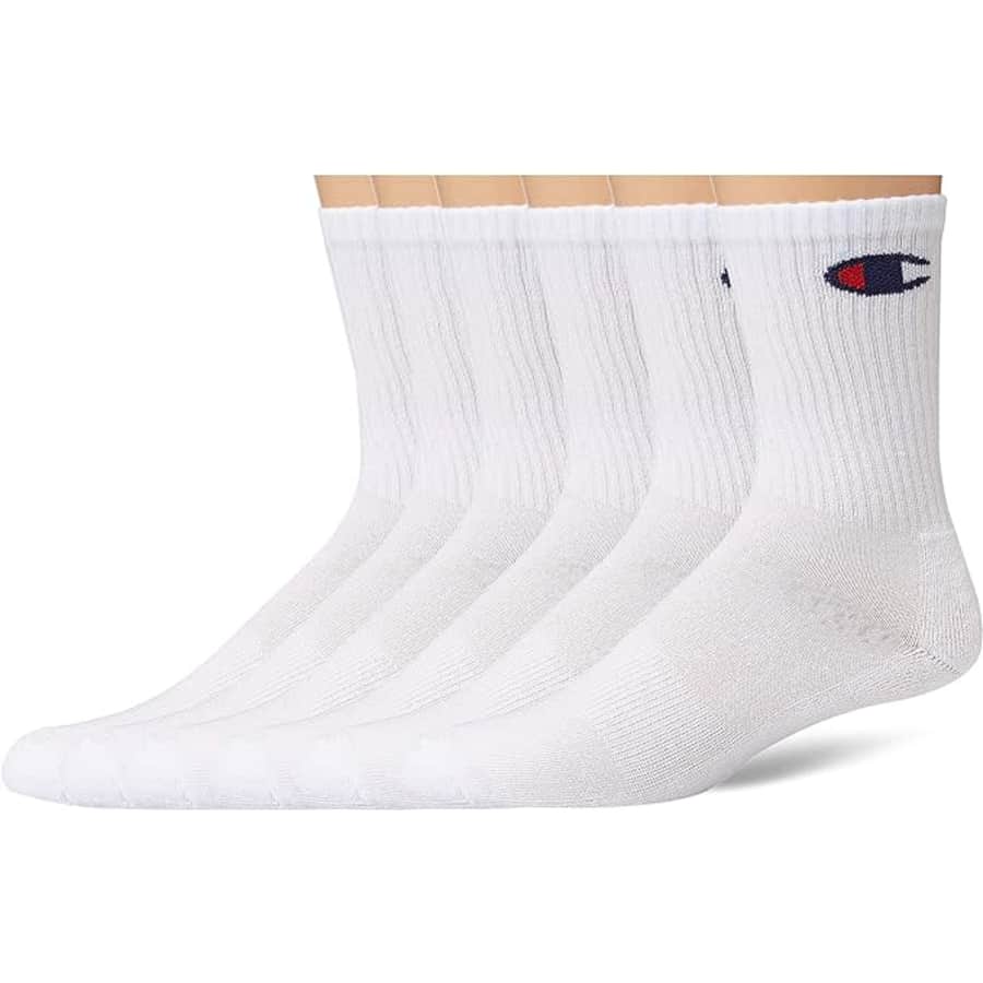 Champion Men's Double Dry Moisture Wicking Crew Socks 6-Pair Pack for $21
