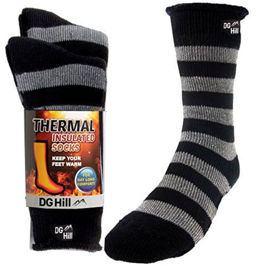 DG Hill 2 Pairs of Mens Thick Heat Trapping Thermal Socks Pack Insulated Warm Winter Crew Sock For for $12 DG Hill 2 Pairs of Mens Thick Heat Trapping Thermal Socks Pack Insulated Warm Winter Crew Sock For for $12
