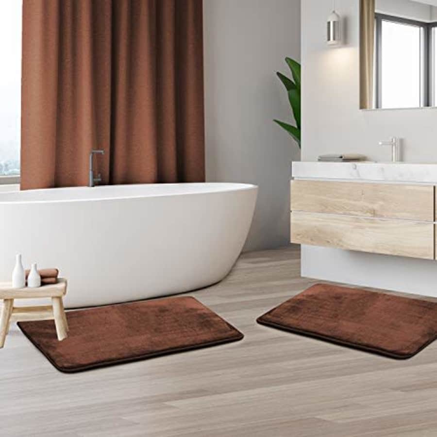 Clara Clark Memory Foam Bathrug 2 Pack Set - Chocolate (Brown) - Bath Mat and Shower Rug Small 17" x 24" for $29