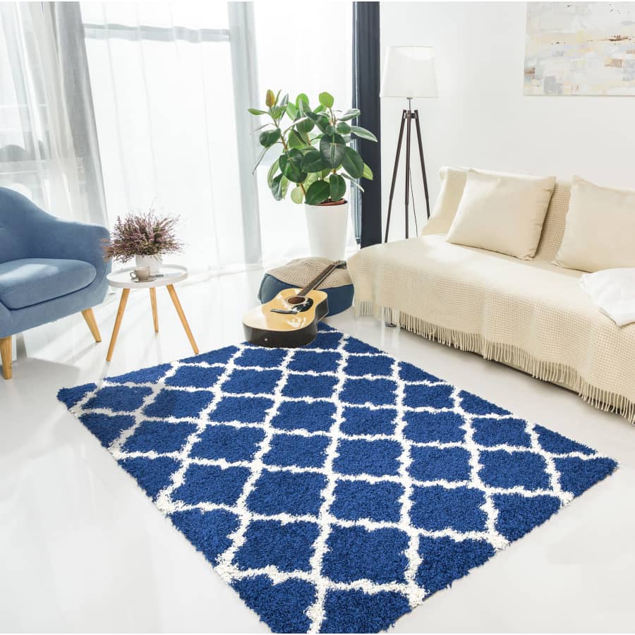 Ottomanson Ultimate Shaggy Contemporary Moroccan Trellis 5x7-Foot Area Rug for $38