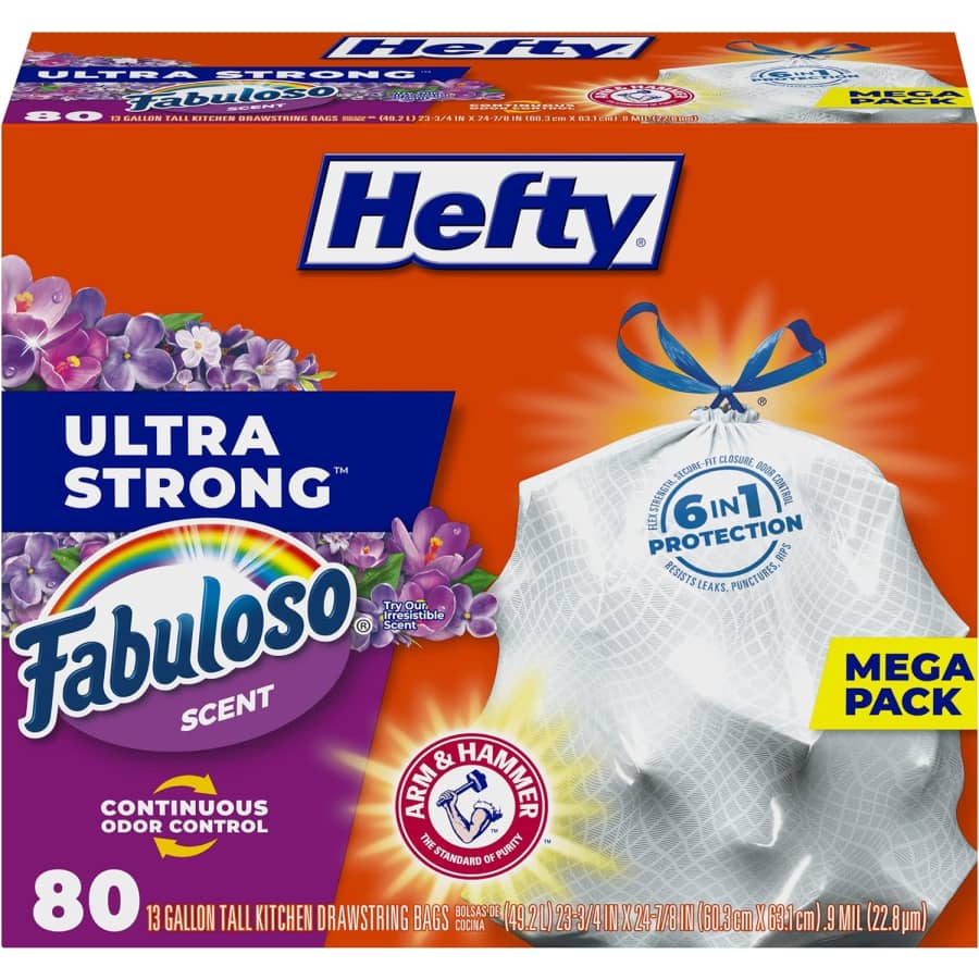 Hefty Ultra Strong Tall Kitchen Trash Bag 80-Count for $13 via Sub & Save