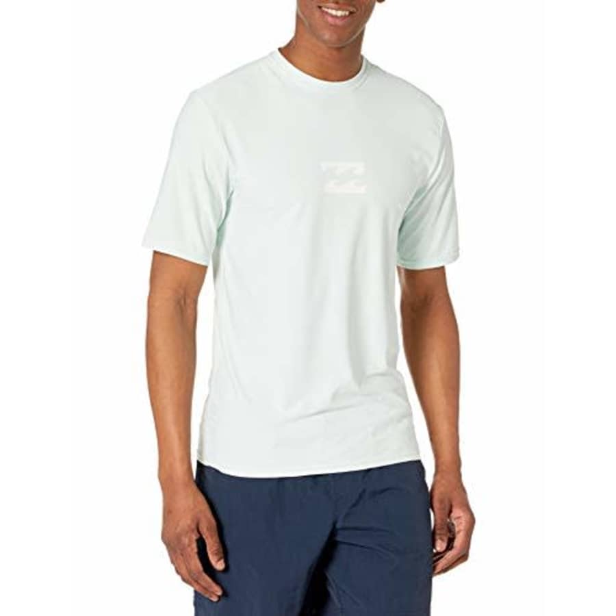 Billabong Men's Standard Classic Loose Fit Short Sleeve Rashguard Surf Tee Shirt, Seaglass All Day for $36