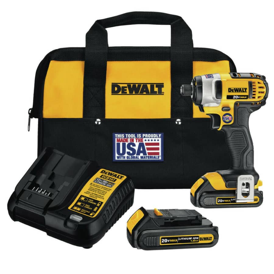 DeWalt 20V Max Lithium-Ion 1/4" Impact Driver Kit for $96