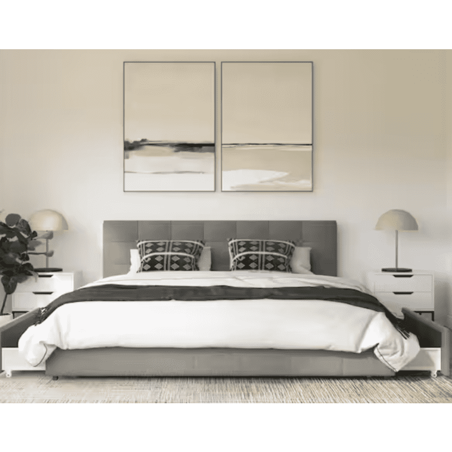 DHP Ryan Upholstered King Bed with Storage for $266 DHP Ryan Upholstered King Bed with Storage for $266