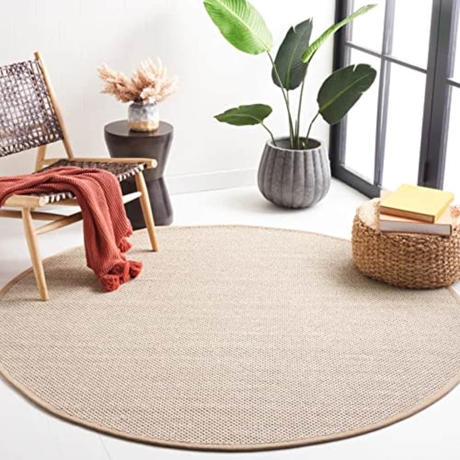 SAFAVIEH Natural Fiber Collection Area Rug - 6' Round, Marble & Linen, Border Sisal Design, Easy for $101 SAFAVIEH Natural Fiber Collection Area Rug - 6' Round, Marble & Linen, Border Sisal Design, Easy for $101