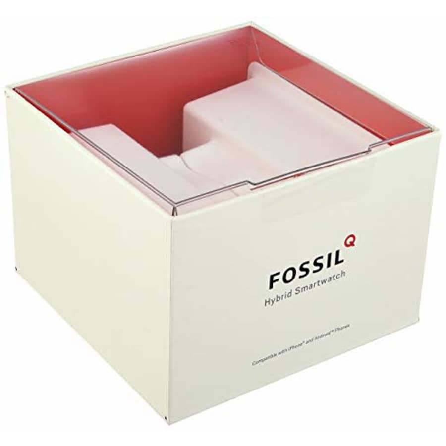 Fossil Women's Jacqueline Stainless Steel and Leather Hybrid Smartwatch, Color: Rose Gold, Blue for $132