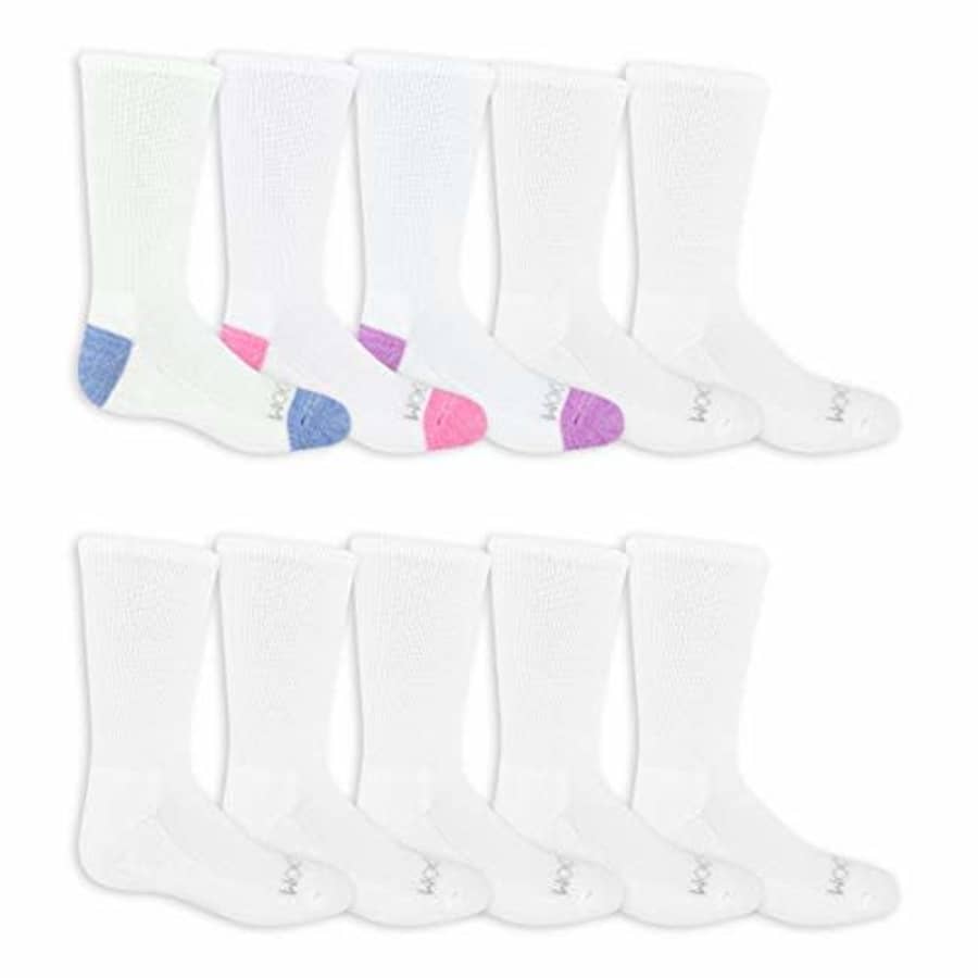 Fruit of the Loom Girls' 10-Pair Everyday Soft Crew Socks for $19