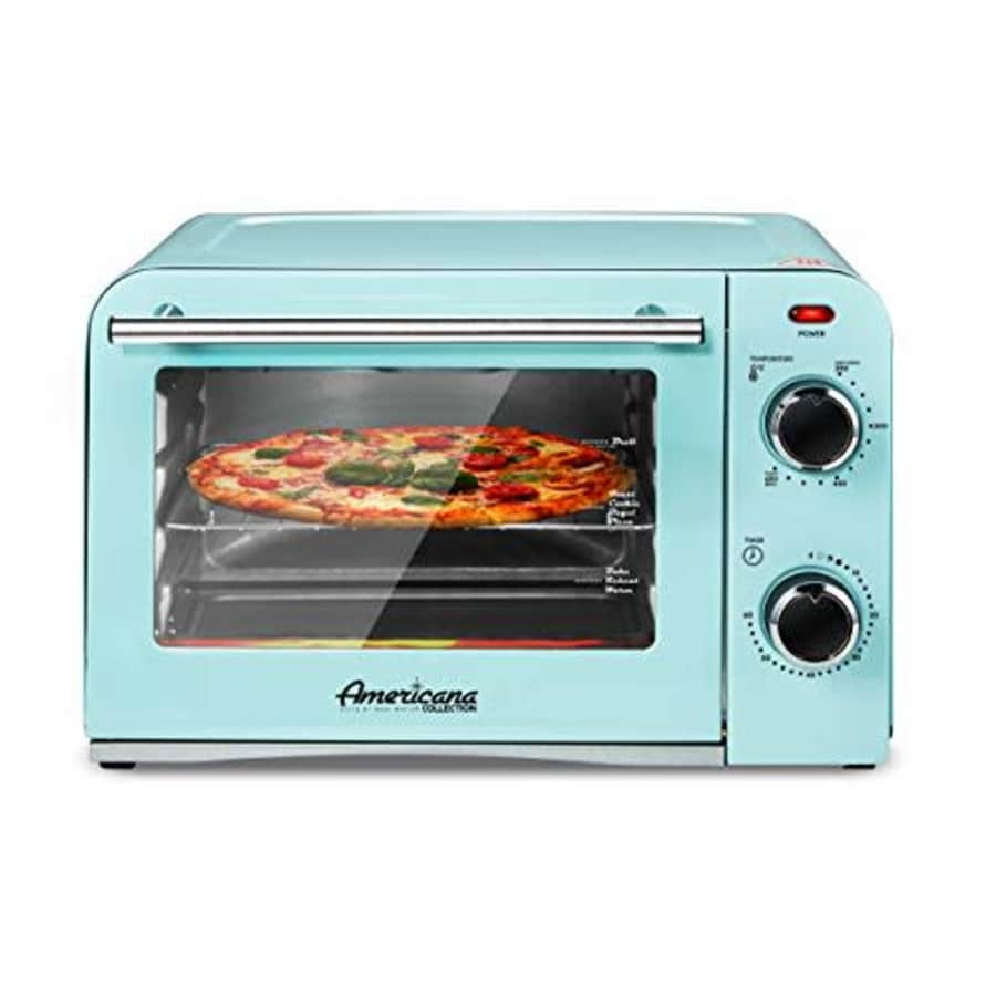 Elite Gourmet Americana Elite Vintage Diner 50s Retro Countertop Toaster oven Bake, Broil, Toast, for $65