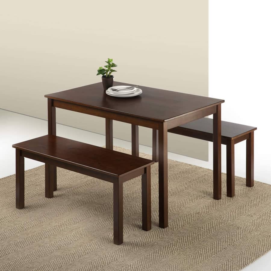 Zinus Juliet Wood Dining Table with Two Benches for $142 Zinus Juliet Wood Dining Table with Two Benches for $142