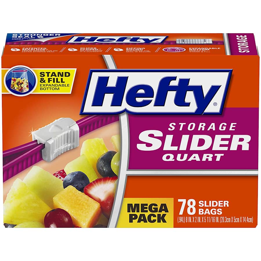 Hefty 1-Quart Freezer Slider Bags 78-Pack for $6