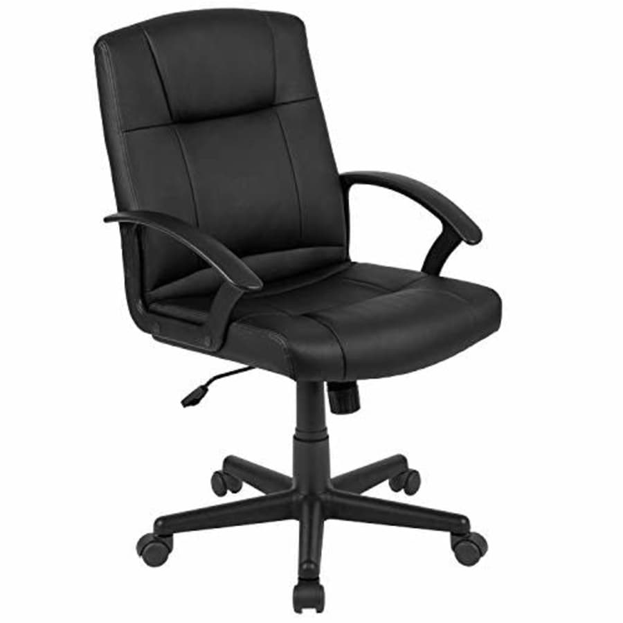 Flash Furniture Flash Fundamentals Mid-Back Black LeatherSoft-Padded Task Office Chair with Arms for $95 Flash Furniture Flash Fundamentals Mid-Back Black LeatherSoft-Padded Task Office Chair with Arms for $95