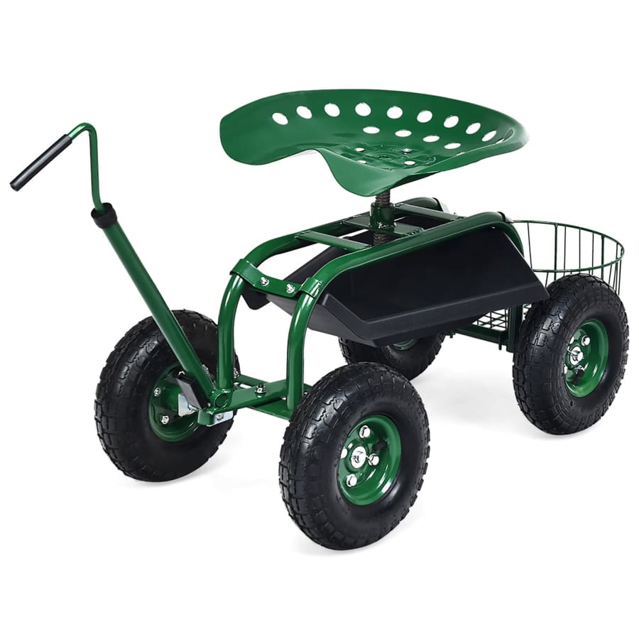 Costway Garden Cart Rolling Work Seat w/ Extendable Handle for $110 Costway Garden Cart Rolling Work Seat w/ Extendable Handle for $110