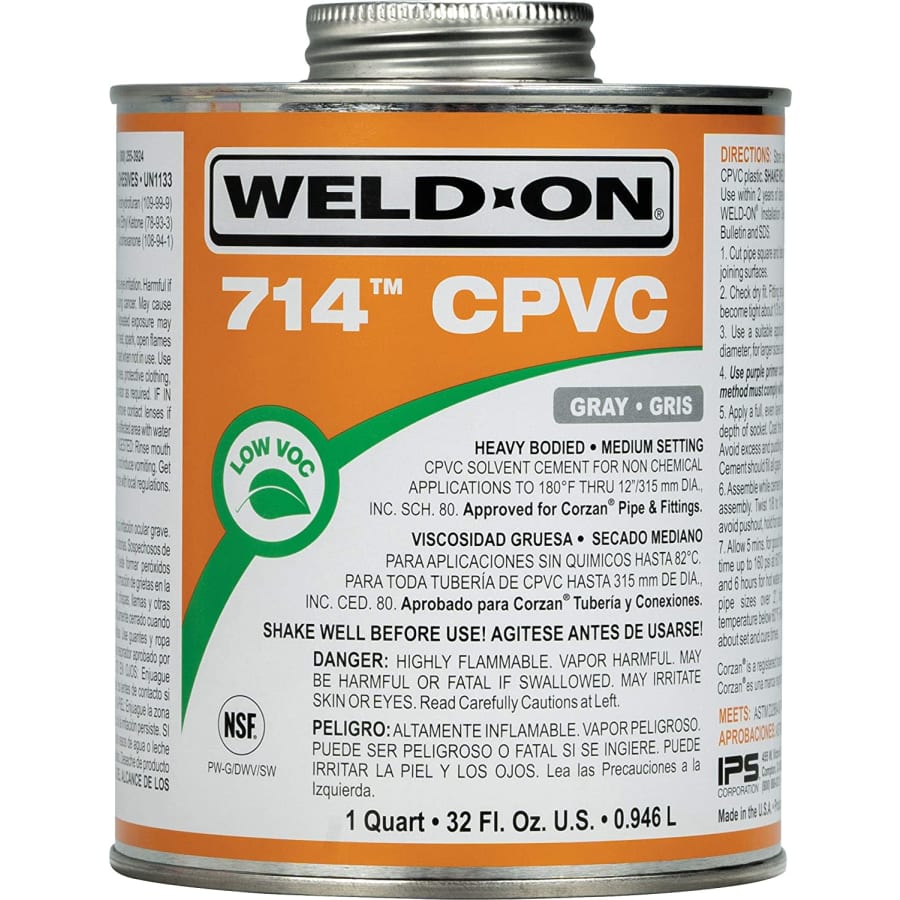 Weld-On 714 CPVC 1-Qt. Solvent Cement for $8 Weld-On 714 CPVC 1-Qt. Solvent Cement for $8