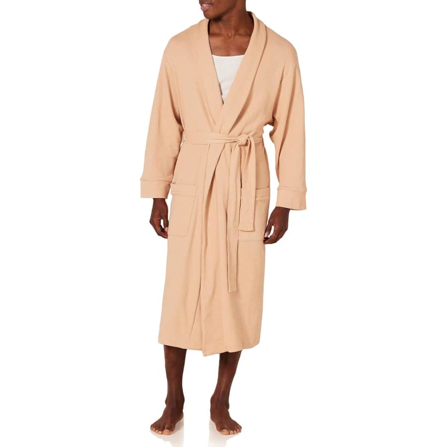 Amazon Essentials Men's Lightweight Waffle Robe for $13 Amazon Essentials Men's Lightweight Waffle Robe for $13