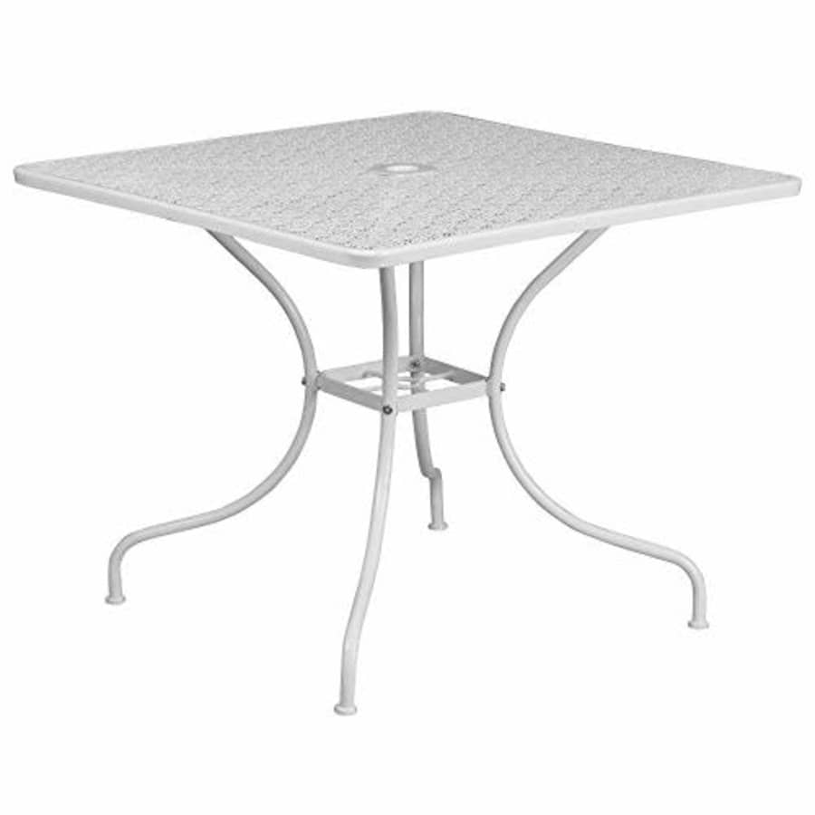 Flash Furniture Commercial Grade 35.5" Square White Indoor-Outdoor Steel Patio Table for $97
