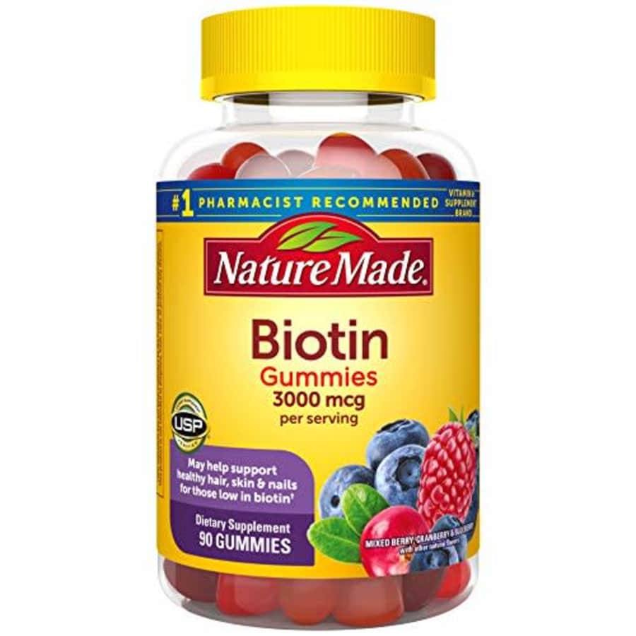 Nature Made Biotin 3000 mcg Gummies, 90ct to Support Healthy Hair/Skin/Nails (Packaging May Vary) for $17