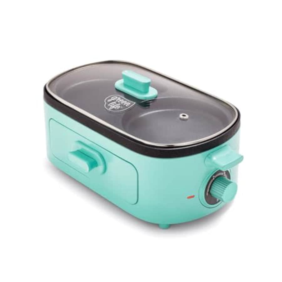 GreenLife 3-in-1 Breakfast Maker Station, Healthy Ceramic Nonstick Dual Griddles for Eggs Meat for $35