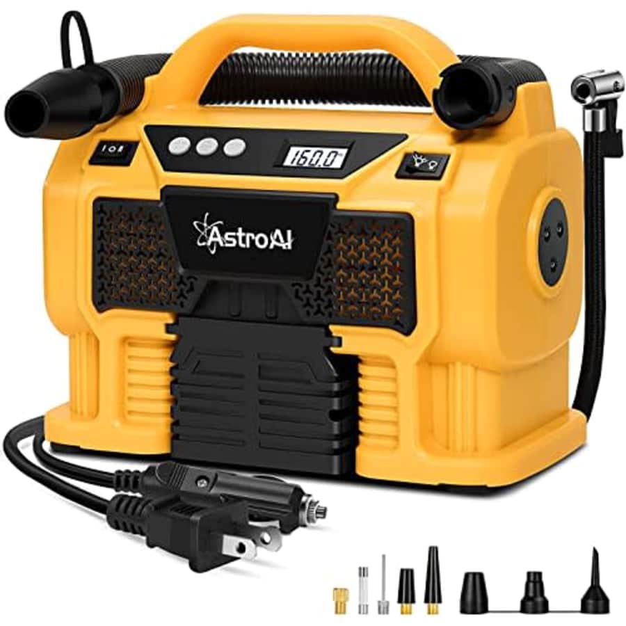 AstroAI Tire Inflator Air Compressor Portable Cordless Car Tire Pump 160 PSI 3 Power Supply 12V DC for $70