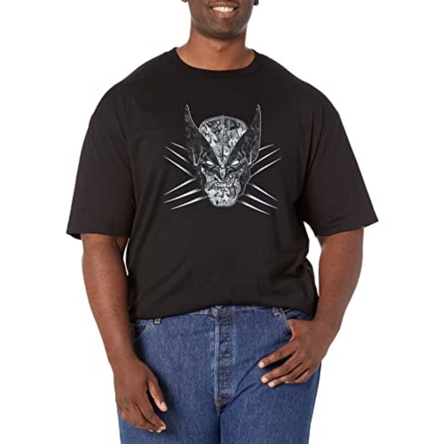 Marvel Big & Tall Classic Wolverine Face Men's Tops Short Sleeve Tee Shirt, Black, X-Large for $11 Marvel Big & Tall Classic Wolverine Face Men's Tops Short Sleeve Tee Shirt, Black, X-Large for $11
