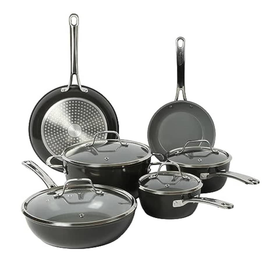 Sur La Table Kitchen Essentials 10 Piece PFA Free Titanium Ceramic Nonstick Interior Forged for $140